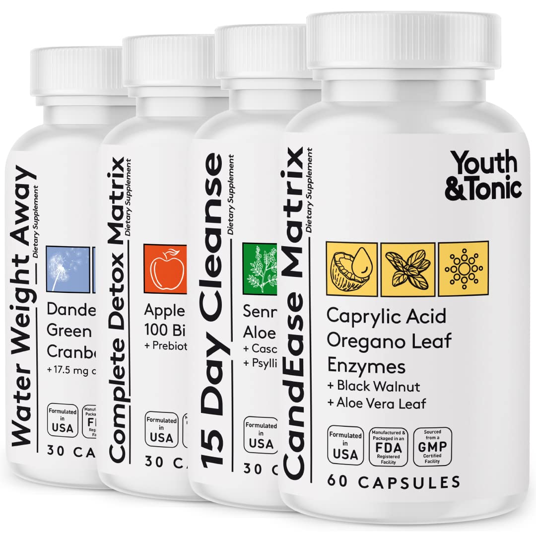 Youth & Tonic Complete Body Detox for Cleanse, Normal Acidity Gut Level and Water